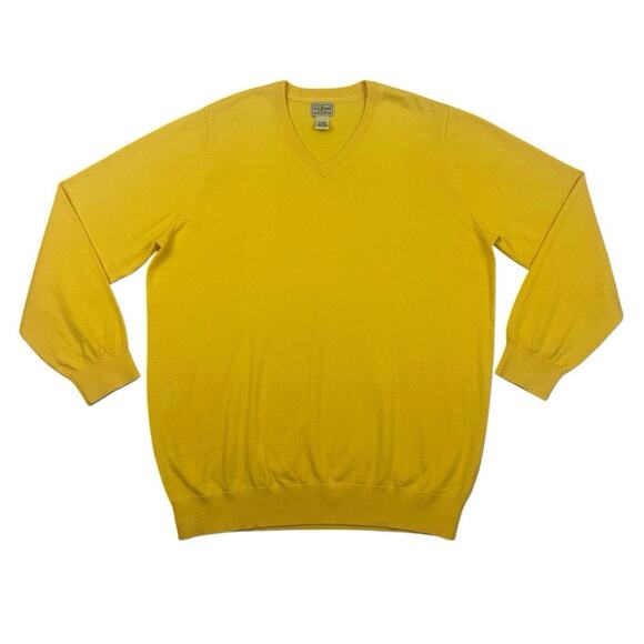 L.L. Bean Cotton Cashmere V-Neck Sweater Men’s XXL Tall Yellow Soft Knit - Picture 3 of 9